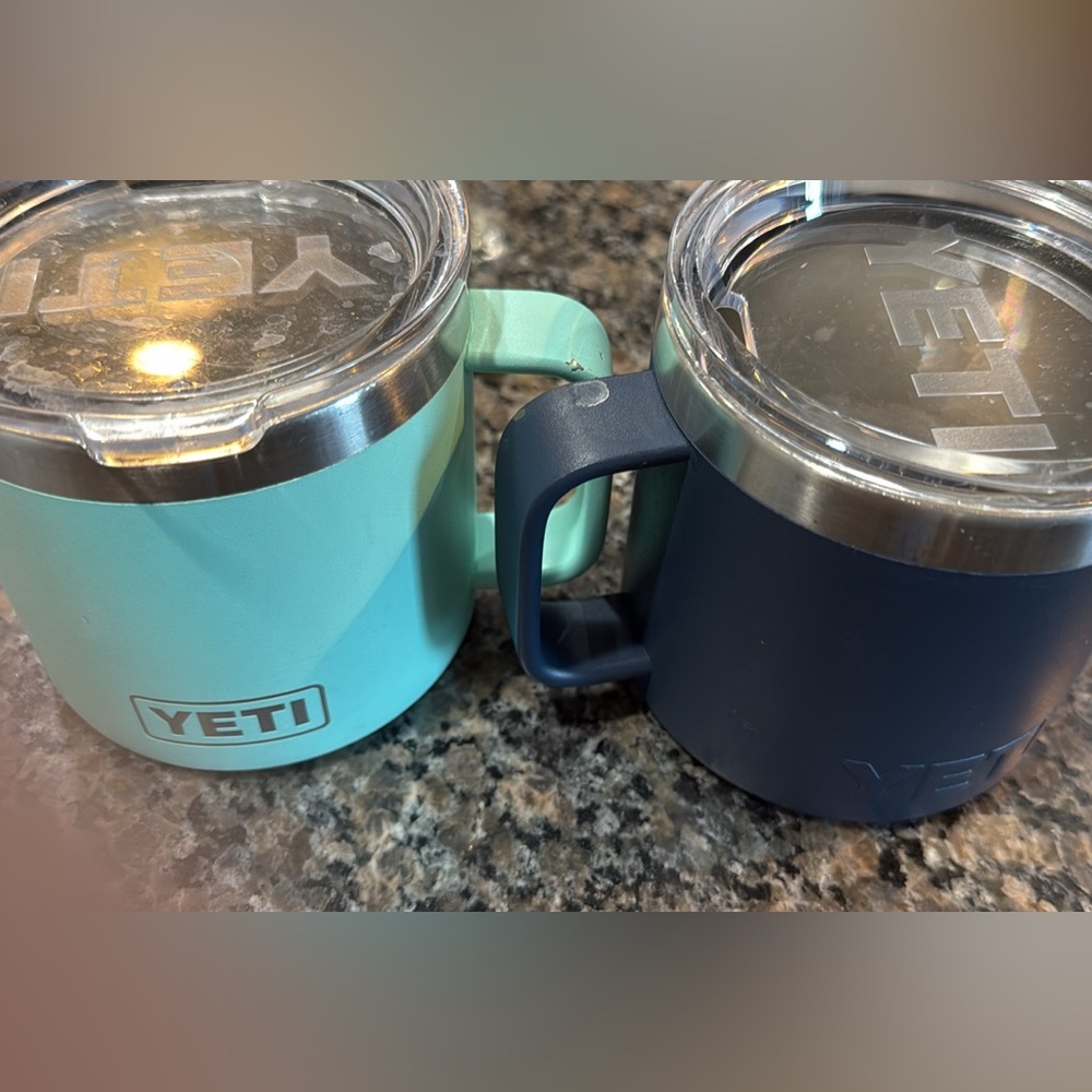 Yeti Mugs (Navy colored sold) Turquoise left.